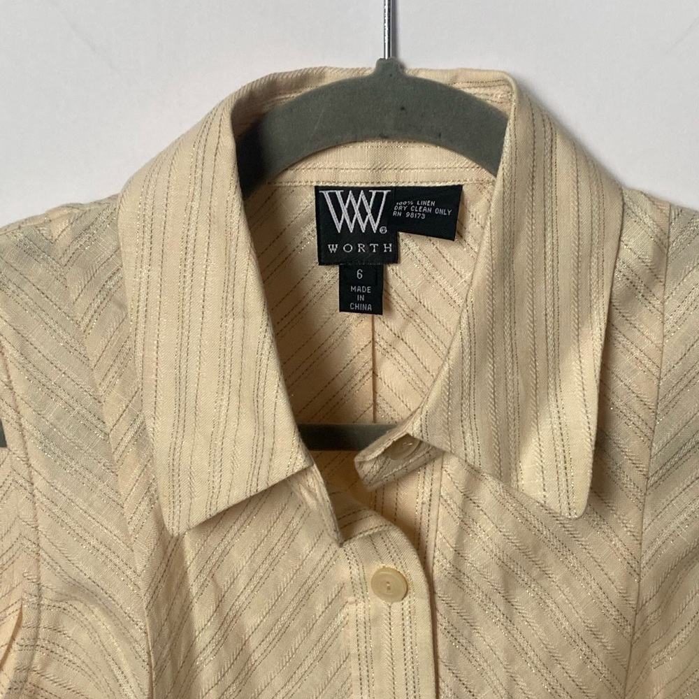 Worth - Cream Button-Up Top 100% Linen - Picture 7 of 9